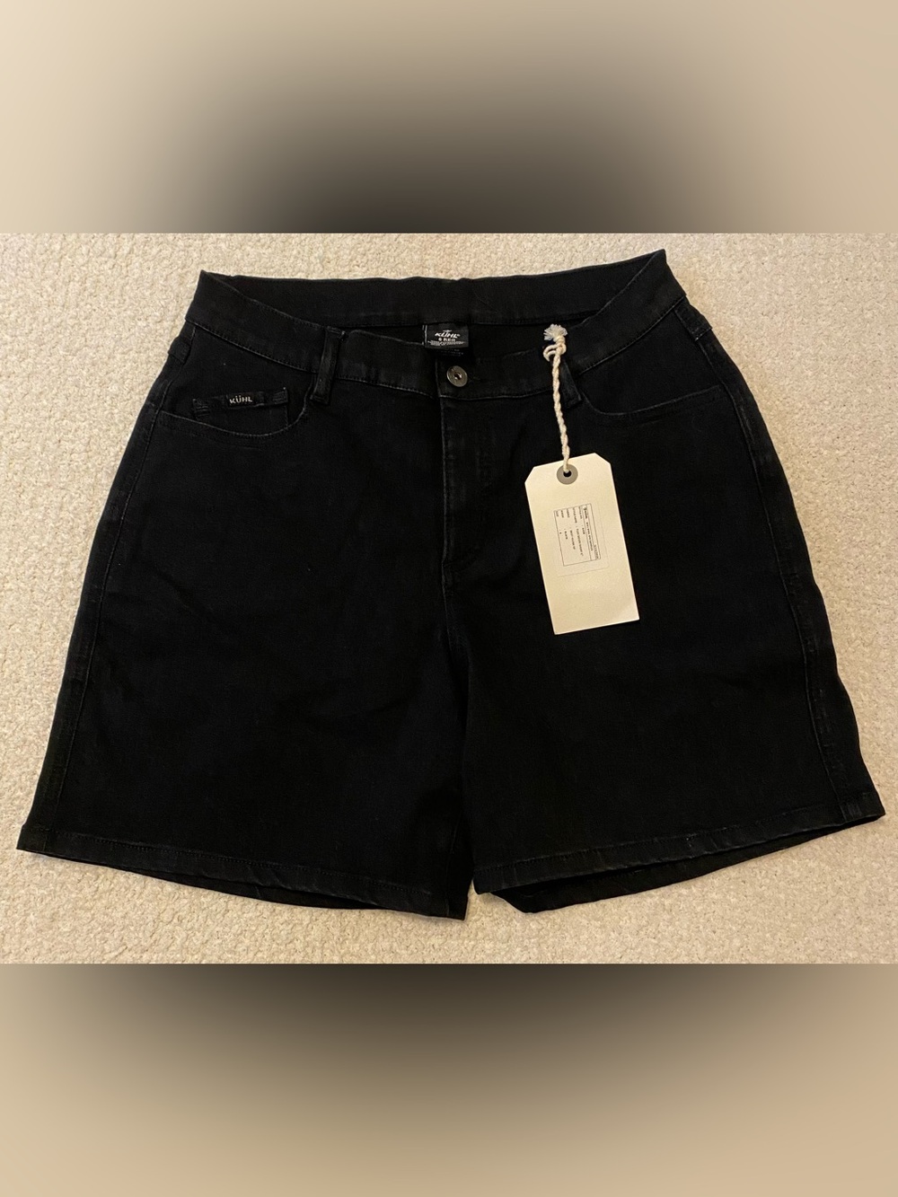 KÜHL Women's Flex Denim Short 6" Inseam Black Drawstring Size 6 Reg